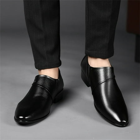

TOWED22 Dress Shoes For Men Mens Dress Shoes Retro Plain Toe Business Casual Oxfords Dress Shoes for Men Black