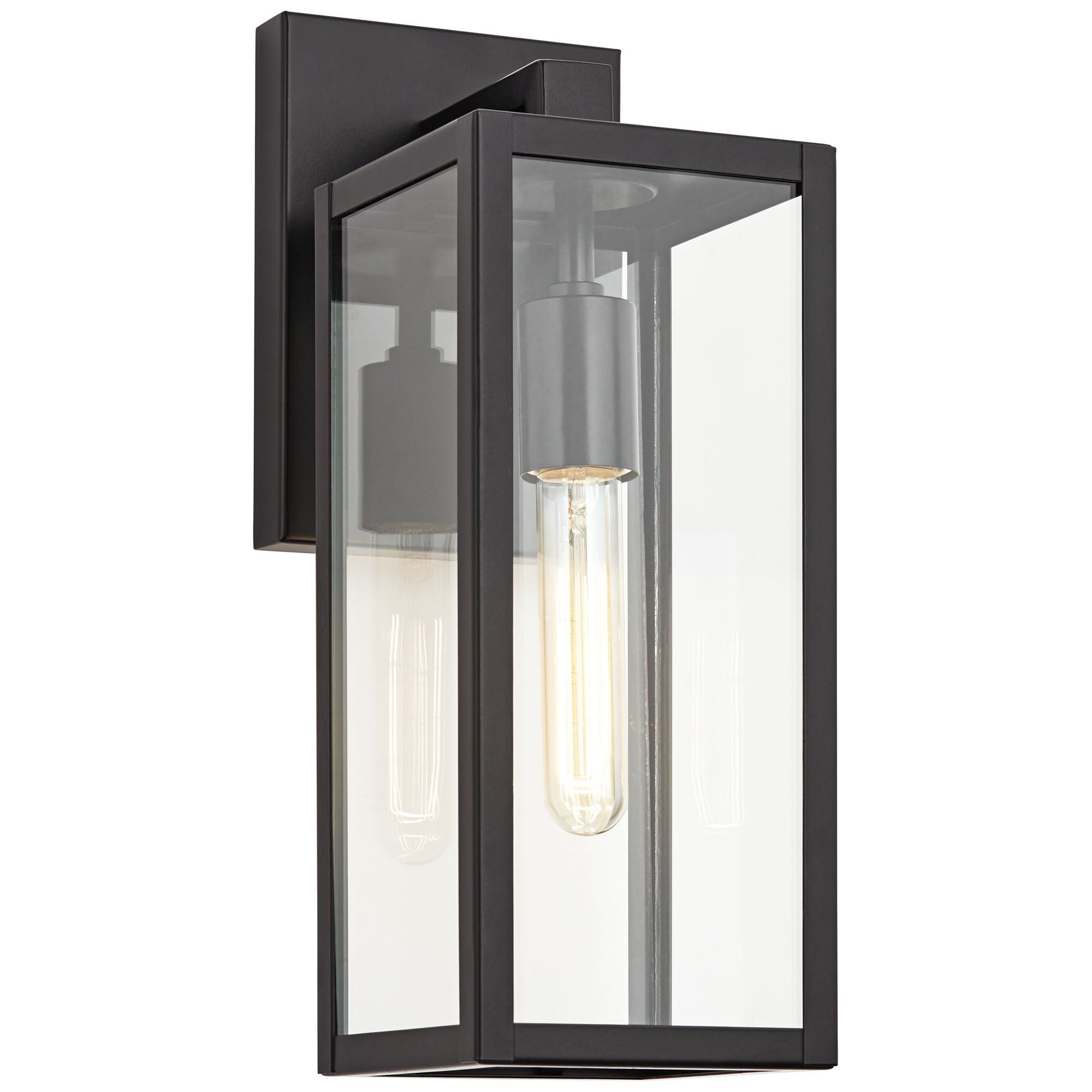 John Timberland Modern Outdoor Wall Light Fixture Mystic Black 14 1/4" Clear Glass Panel for Exterior Barn Deck House Porch Yard Patio Outside Garage