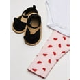 thumbnail image 3 of Little Treasure Baby Girl Cotton Bodysuit, Pant and Shoe 3pc Set, Watermelon, 0-3 Months, 3 of 3