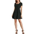 thumbnail image 2 of DARING DIVA Square Neck Short Sleeve Print A-Line Dress XL Black-Heart, 2 of 6