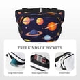 thumbnail image 5 of Zufioo Space Planet Print Square Double Layer Waist Bag, Durable & Stylish Fanny Pack with Zippered Pockets and Adjustable Strap for Outdoor & Daily, 5 of 9
