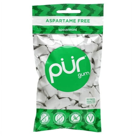 The PUR Company, Chewing Gum, Spearmint, 55 Pieces, 2.72 oz Pack of 4