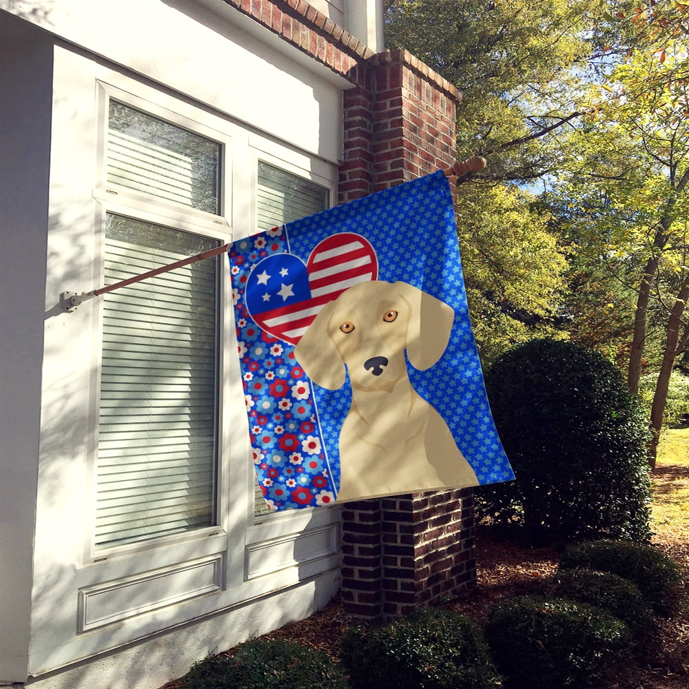 Cream Dachshund USA American Flag Canvas House Size 28 in x 40 in