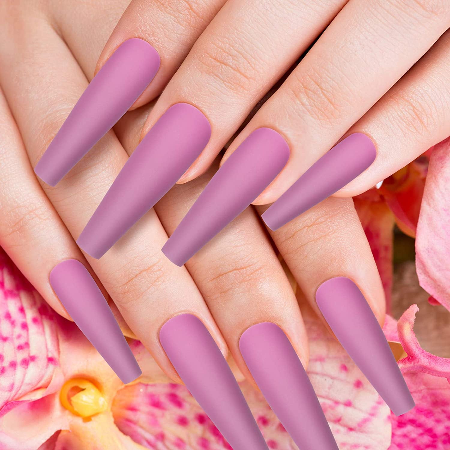 100 Pieces Extra Long Press On Nails Coffin Fake Nails Matte Ballerina Acrylic False Nail Tips For Women And Girls Walmart Com Walmart Com