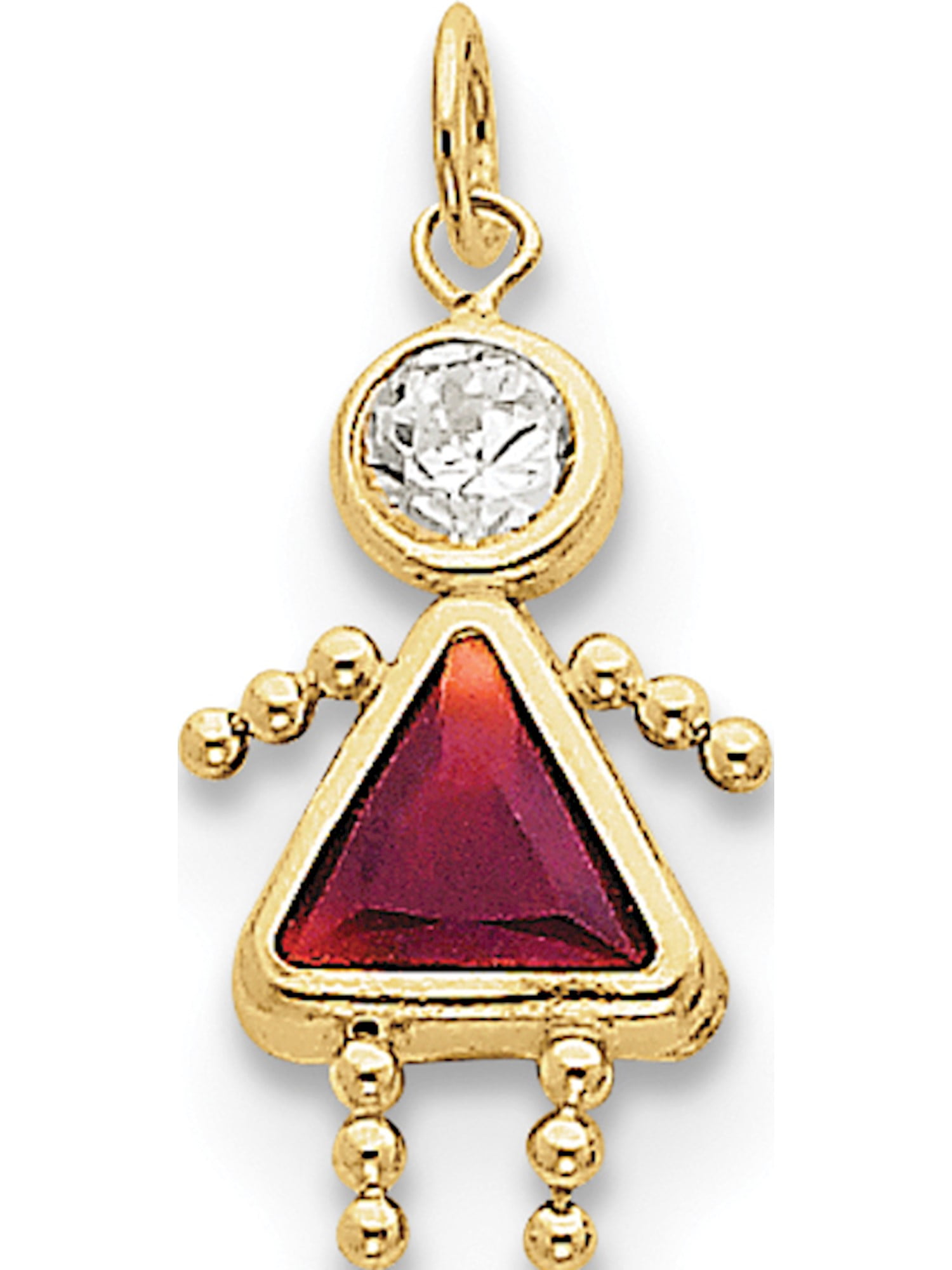 10k Yellow Gold January Girl Birthstone Pendant / Charm