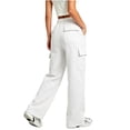 thumbnail image 4 of Xdegoge Tween Girls Wide Leg Cargo Sweatpants High Waisted Baggy Lounge Pants with Pockets Elastic Waist Y2K Casual Streetwear Workout Trousers, 4 of 7