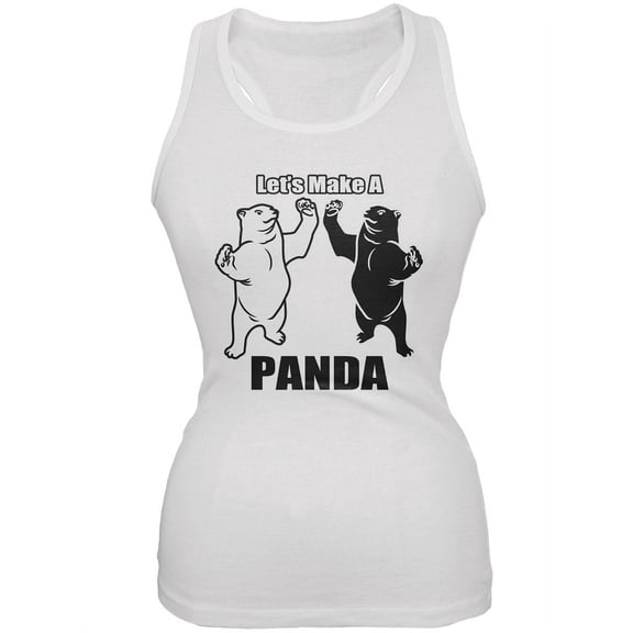 Let's Make a Panda Funny White Juniors Soft Tank Top - Small