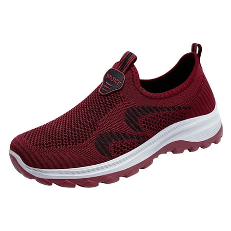 ZPYESWOW Sneakers for Women Ethnic Casual Soft Sole Shoes Summer Fashion Hollow Breathable Flat Heel Casual Shoes Lightweight Comfort Shoes Red 6.5