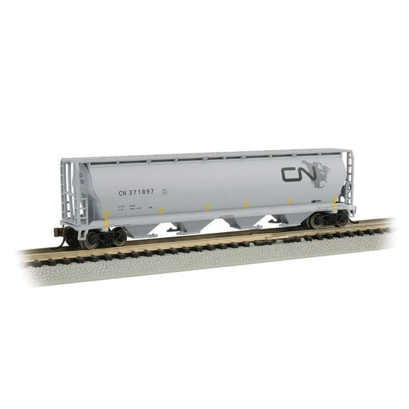 Bachmann 19159 N Scale Canadian Cylindrical 4-Bay Grain Hopper - Ready to Run - Silver Series(R) -- Canadian National (North America Logo)