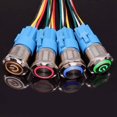 thumbnail image 4 of Interruptor pulsador de metal de 12 mm, 16 mm, 19 mm y 22 mm con cabeza plana, 1 NO, 1 NC, luz LED de arranque y parada, rojo, naranja, azul, verde, blanco, 3 V, 12 V, 24 V, 110 V, 4 of 5