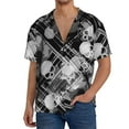 thumbnail image 2 of Picia Seamless Pattern With Skulls Men's Linen Shirts Short Sleeve Cuban Beach Shirts Casual Shirts Button Down Shirt for Men Beach Summer Wedding Shirt-Large, 2 of 7