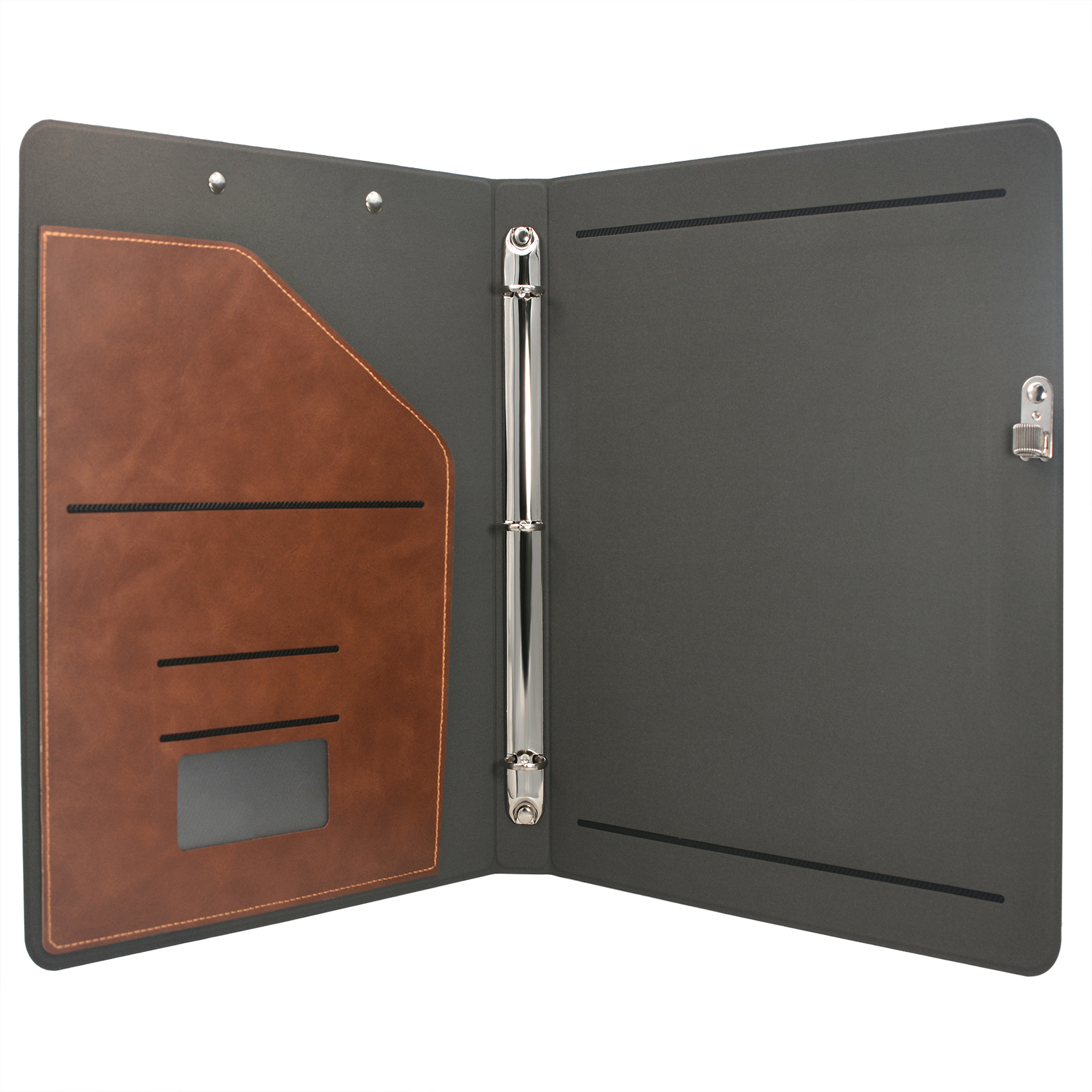 3 Ring Binder Padfolio Clipboard Case with Color File Folders, PU Leather Padfolio Ring Binder with Clipboard