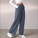 thumbnail image 5 of Pantalones de Traje Anchos para Mujer, Holgados, de Cintura Alta Elástica, Informales, Largos, Color Gris Oscuro, Talla M, 5 of 7