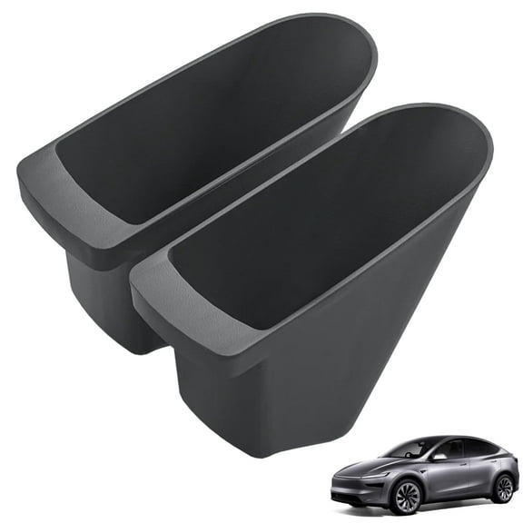 Front Car Door Trash Cans Compatible With 2026 New Tesla Model Y Juniper Side Door Organizer Portable Small Garbage Storage Bin Interior Accessories - TPE, Black - 2 Pack