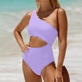 thumbnail image 4 of MLQIDK Women One Piece Swimsuit 2026 Patchwork Twist Front V Neck Ruched Tummy Control Swimwear Bathing Suits Full Coverage Slimming Swimwear Purple 2XL, 4 of 5