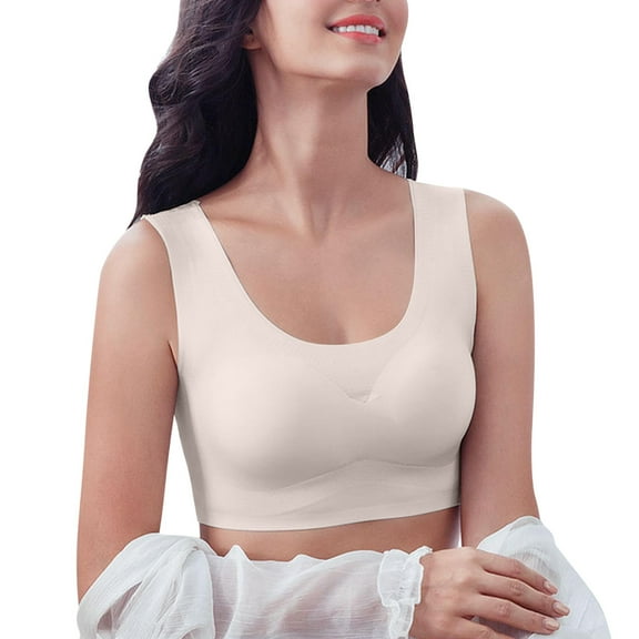 Padded T Shirt Bras for Women Women's Beauty Back Seamless Underwear No Steel Ring Sports Gather Vest Large Size Thin Shockproof Sleep Bra Underwire T-shirt Bra Padded Bralettes for Women Sexy