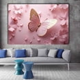 thumbnail image 2 of Mudket Pink and Gold Paper Art Butterfly with Flowers Canvas Wall Art, Floral Wall Decor, Framed Ready to Hang Artwork for Living Room Bedroom - 12"L x 8"W, 2 of 10