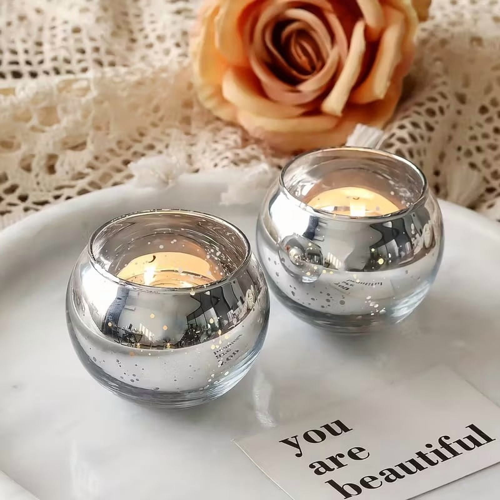 Starry Sky Glass Candlestick Holders - 2-Pack Elegant Decor