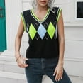 thumbnail image 5 of Womens Fall Fashion 2022! QLEICOM Sweaters for Women, Women‘s V-neck Multicolor Knitted Sweater Casual Fashion Sleeveless Vest Jacket Coat Tops On Clearance, 5 of 7
