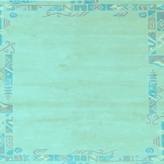Ahgly Company Indoor Square Solid Light Blue Modern Area Rugs, 7' Square