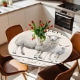 thumbnail image 5 of Round Fitted Tablecloth,Rustic Animal Farmhouse Sheep Circle Table Cover Waterproof Table Cloth with Elastic Edge,Sweet Home Quote on Beige Outdoor Tablecloths for Kitchen Picnic 55-60in, 5 of 9