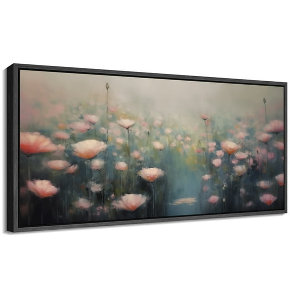 Large Framed Canvas Print Abstract Modern Wall Art Decorative Ready to Hang Painting for Living room Bedroom - 60"x30" Black Frame