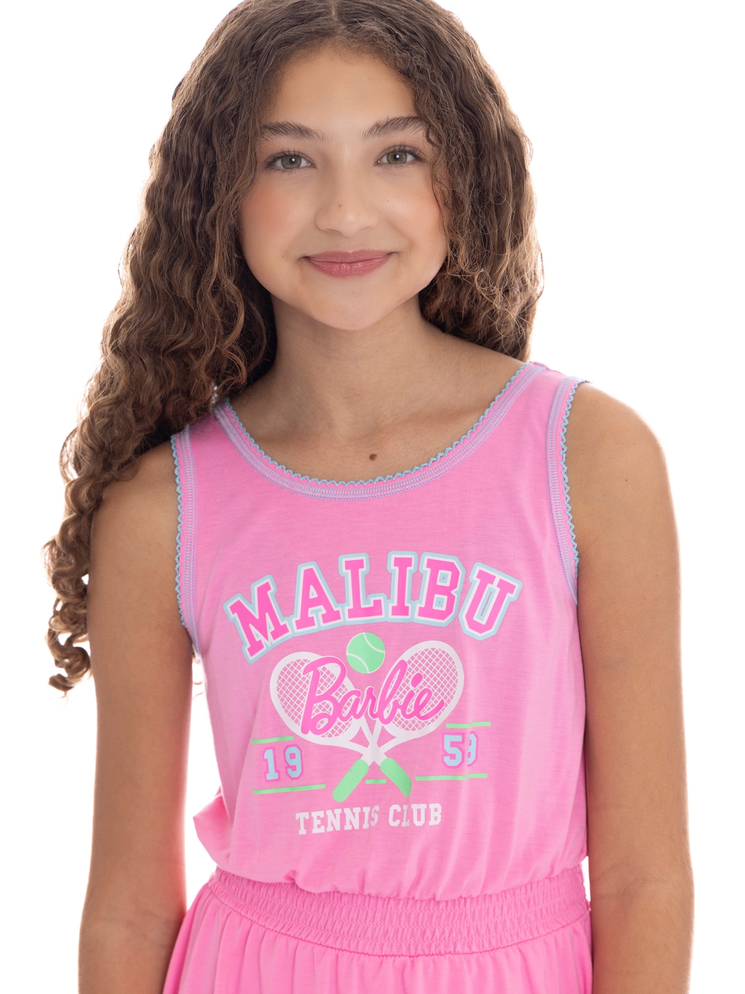 Barbie Girls Flutter Skirt Graphic Romper, Sizes 4-12