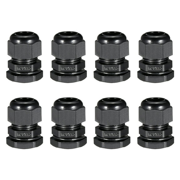 8Pcs M20x1.5 Cable Gland Waterproof Joint Adjustable Black for 6mm-12mm Dia Wire