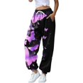 thumbnail image 3 of Casual Clashing Colours Trousers for Women Elastic Waist Sporty Gym Fit Jogger Sweatpants Track Cuff Pants, 3 of 5