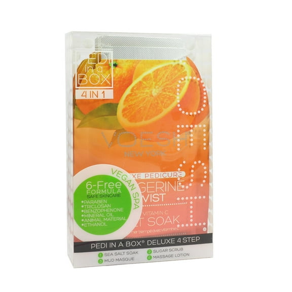 Voesh Pedi In A Box Kit: Tangerine Twist Pedicure Treatment (3-Pack)