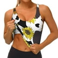 thumbnail image 4 of Fotbe Sunflowers Country Pattern Womens' Sports Bra Longline Wirefree Padded with Medium Support Sports Moisture-Wicking Workou Vest,Tank Top-, 4 of 9