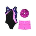 thumbnail image 3 of Xnihocha Kids Girls 3Pcs Sleeveless Gymnastics Ballet Leotard with Shorts Headband Set Dance Workout Rose 4, 3 of 5