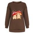 thumbnail image 3 of Haut Blouse Chemise à Manches Longues 100 % Polyester Imprimé Plantes Nature Mode Femme (Café, L), 3 of 6