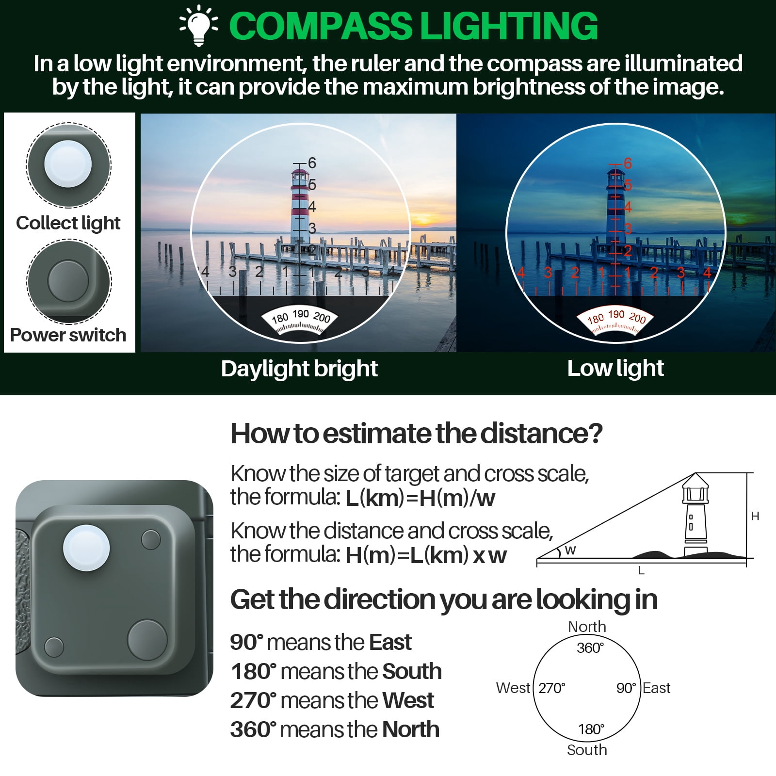 USCAMEL 10X50 Marine Binoculars for Adults, Binoculars with Low Light Vision Rangefinder Compass, BAK4 Waterproof Military Binoculars for Boating Hunting, Gift for Him