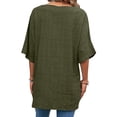 thumbnail image 4 of B91xZ Hauts pour Femmes Manches Courtes Décontractées Col en V Printemps Blouses de Plage Amples, Vert Armée TTG, 4 of 5