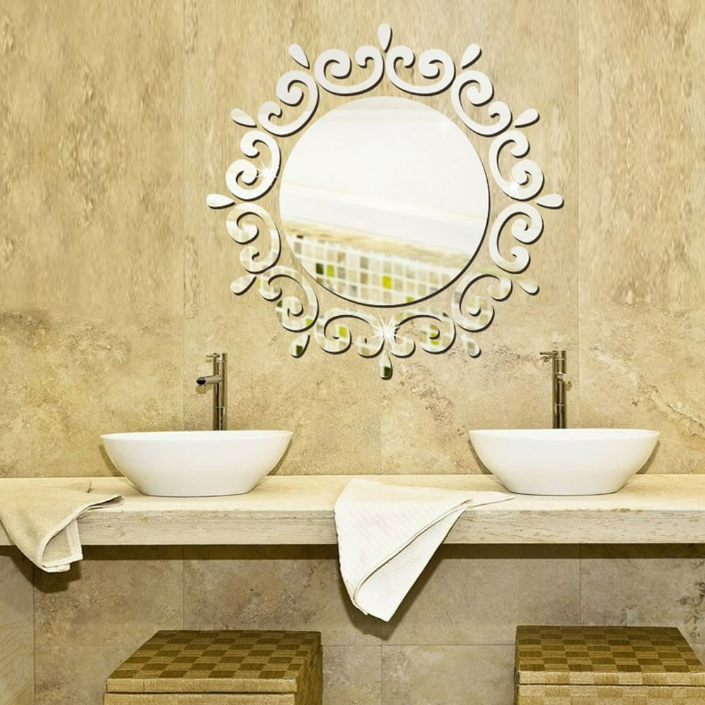 Mirror Tiles, 18" Round Mirror Sheets Self Adhesive Acrylic Crystal