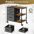 thumbnail image 2 of HomGarden Mobile File Cabinet, 3 Drawer Fabric Lateral Filing Cabinet fits A4, Letter Size, Printer W/Open Shelf & Lockable Wheels for Home Office, Rustic Brown, 2 of 10