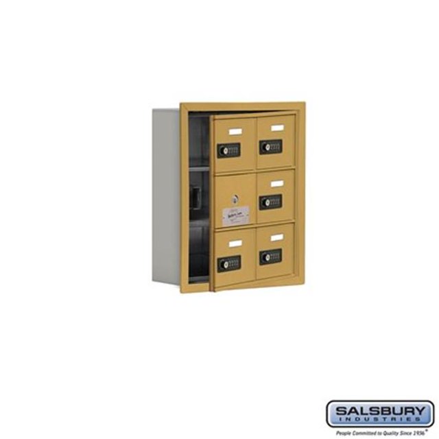 Salsbury 19135-06GRC 16.25 x 18.75 x 5.75 in. Cell Phone Storage Locker with Front Access Panel - Recessed Mounted, Resettable Combination Locks - Gold
