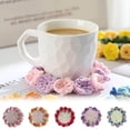 thumbnail image 6 of TAROFISH 3D Floral Knitted Coaster, Classic Rustic-Style Decoration for Home Coffee Tables and Office Desks, 16 cm, Blue, 6 of 9
