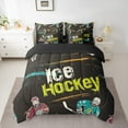 thumbnail image 2 of Manfei Teens Est Sleep Bedding Comforter Set 7pcs, Cartoon Sports Helmet Queen Bedding Sets, Ice Hockey Player Reversible Queen Sheet Sets, Breathable Home Decor, 2 of 7