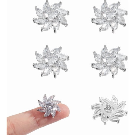 6 Pcs Flower Rhinestone Buttons 16mm 1-Hole Alloy Shank Decorative Buttons for Coats Dresses Sewing Craft White Hole: 1.4mm Silver DIY