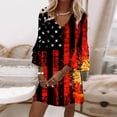 thumbnail image 2 of EGNMCR 4th of July Summer Dresses for Women 2024 Plus Size Fashion Independence Day Printed Long Sleeve Maxi Dress Long Dress Summer Sale Clearance, 2 of 5