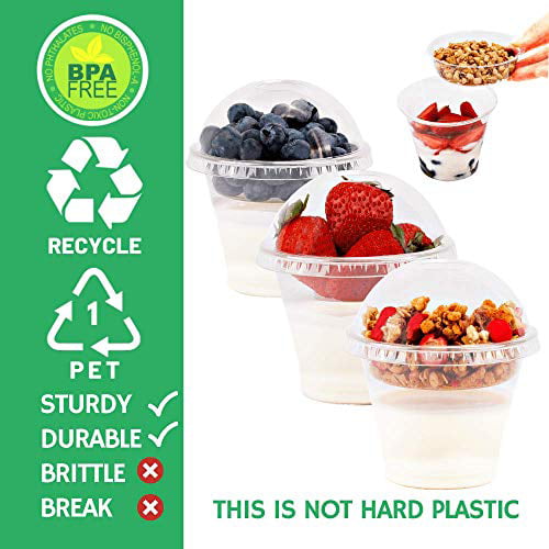 20 Sets Take Away Breakfast and Snacks for Dips and Veggies Yogurt Fruit Parfait Cups for Kids No Leaking 12 oz Clear Plastic Parfait Cups with Insert 3.25oz & Dome Lids No Hole - 