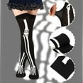 thumbnail image 3 of Gustave 2 Pairs Women Thigh High Socks Over the Knee Leg Warmer Fashion Boot Socks Halloween Stocking Bone Pattern, 3 of 6