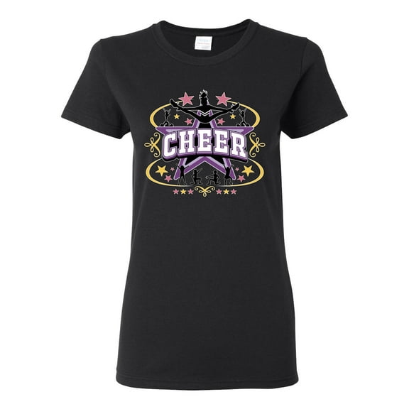 Wild Bobby Cheerleading All Stars Girl Sports Women Graphic Tee, Black, Small
