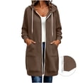 thumbnail image 4 of Aezemi Women Zip up Long Sweatshirts, Loose Fit Long Sleeve Double-Zipper Hooded Casual Tunic Hoodies, Winter Fall Baggy Comfy Full Zip Oversized Outerwear with Pockets, 4 of 10