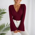 thumbnail image 3 of RUTAYY Women's T Shirt Ribbed Knit Slim Fit Long Sleeve Comfortable Soft Stretchable Basic Tops Everyday Casual Wear Holiday Chic Tshirts, 3 of 4