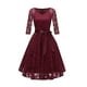 thumbnail image 1 of Vestido de encaje de manga larga sexy con cuello en V y temperamento vintage para mujer Fridja  nbo4374, 1 of 5