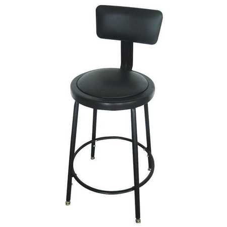 GRAINGER APPROVED Round Stool with Backrest, Height 24