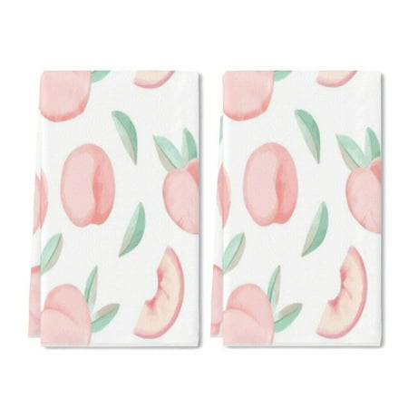 

Zhmjortal Cute Farmhouse Fruit Ultra Absorbent Drying Cloth Tea Towels for Cooking Baking Hand Watercolor Peach Pattern Kitchen Towels Set of 2 16 x 24 Inch Polyester
